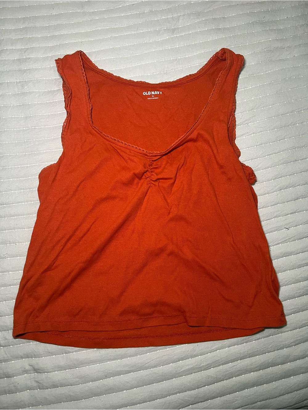 Old Navy Orange Scoop-Neck Ruched Tank